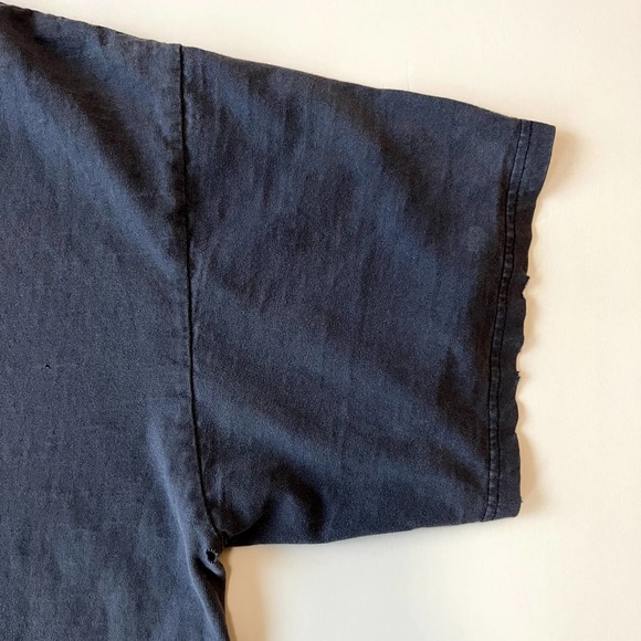 Vtg Y2k Nike Mini Swoosh Essential Shirt Navy Blue Faded Thrashed Silver Tag XL - Picture 6 of 14